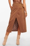 Ramy Brook Delphia Faux Suede Wrap Skirt In Saddle