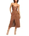 Ramy Brook Delphia Faux Suede Wrap Skirt In Saddle