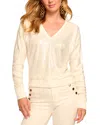 Ramy Brook Delphina Sequin V-neck Long Sleeve Top In Neutral