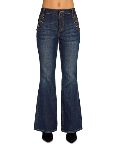 Ramy Brook Demi Helena High Rise Flare Leg Jeans In Dark Rinse In Blue