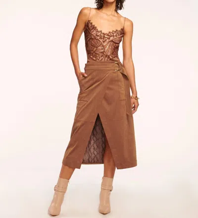 RAMY BROOK DEPHIE SUEDE SKIRT IN SADDLE