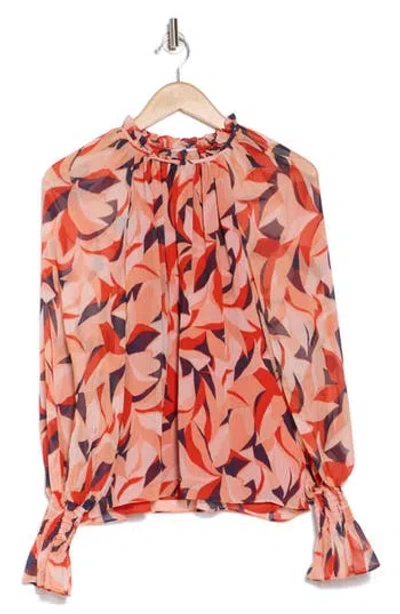 Ramy Brook Deyna Long Sleeve Top In Flame Orange Combo
