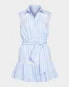 Ramy Brook Diana Stripe Embroidery Detail Sleeveless Minidress