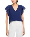 Ramy Brook Diana Top In Sping Navy Slub Eyelet