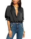 Ramy Brook Dina Button Down Bodysuit Navy In Blue