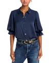 Ramy Brook Dina Matte Satin Bodysuit In Navy Gold