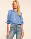 Ramy Brook Dina Button Down Bodysuit In Blue