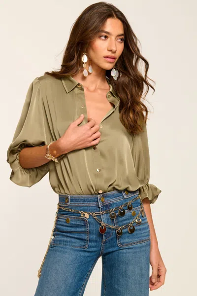 Ramy Brook Dina Button Down Bodysuit In Brown