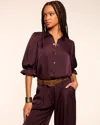 Ramy Brook Dina Button Down Bodysuit In Burgundy