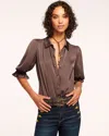 Ramy Brook Dina Button Down Bodysuit In Desert Brown