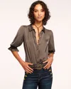 Ramy Brook Dina Button Down Bodysuit In Desert Brown