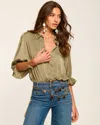 Ramy Brook Dina Button Down Bodysuit In Green