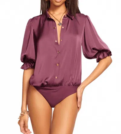 Ramy Brook Dina Button Down Bodysuit In Pinot Noir In Brown