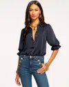 Ramy Brook Dina Button Down Bodysuit Navy In Blue