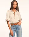 Ramy Brook Dina Button Down Bodysuit Sandstone In Brown