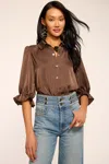 Ramy Brook Dina Button Down Bodysuit Sepia In Brown