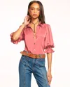 Ramy Brook Dina Button Down Bodysuit In Woodrose
