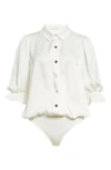 Ramy Brook Dina Matte Satin Bodysuit In Ivory Gold