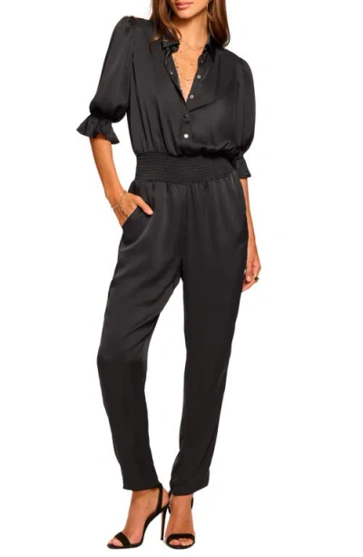 Ramy Brook Dina Short Sleeve Button Down Jumpsuit In Black