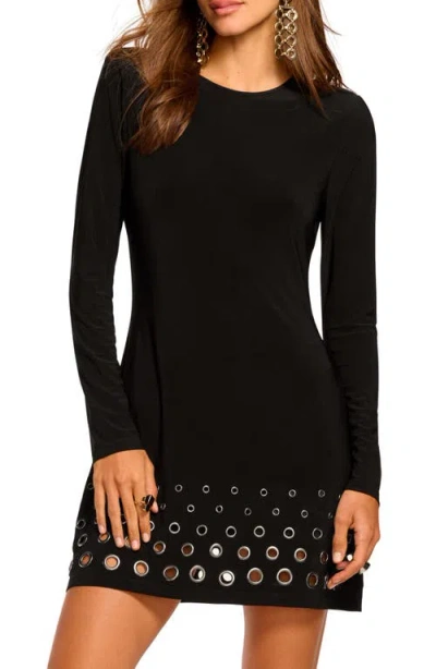 Ramy Brook Dorinda Jersey Embellished Long Sleeve Mini Dress In Black