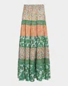 Ramy Brook Dorotha Mixed Print Maxi Skirt In Green