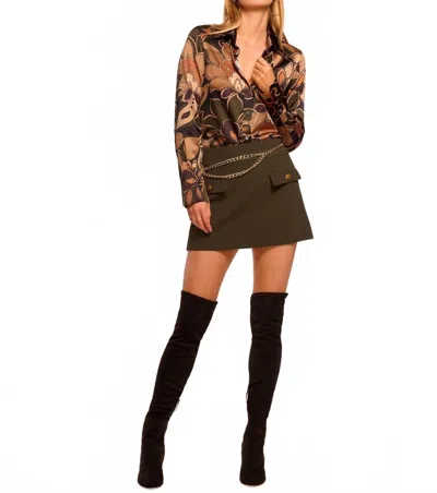 Ramy Brook Douglas Tailored Mini Skirt In Deep Olive In Brown