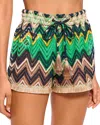 Ramy Brook Duke Swim Cover-up Shorts In Palm Green Chevron