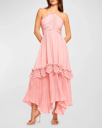 Ramy Brook Dulce Tiered Halter Maxi Dress In Pink Tulip