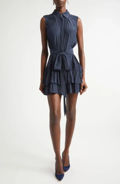 Ramy Brook Edelina Sleeveless Tiered Minidress In Blue