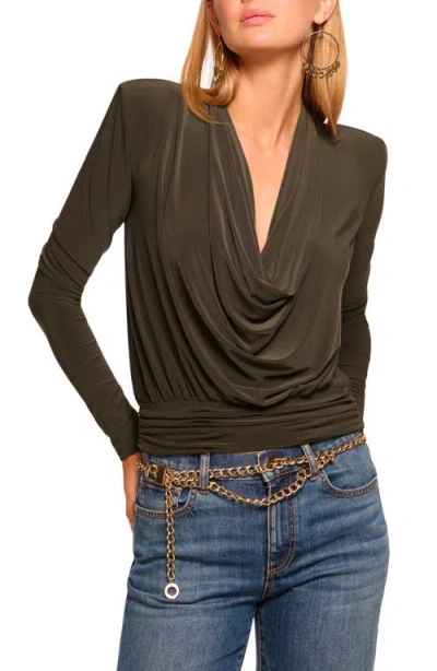 Ramy Brook Eden Jersey Cowl Neck Top In Green