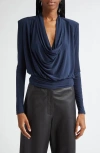 Ramy Brook Eden Cowl Neck Top In Navy