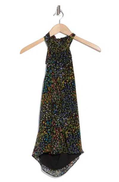 Ramy Brook Eileen Floral Sleeveless Dress In Black Garden Ditsy Print