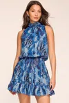 Ramy Brook Elanna Printed Smocked Waist Mini Dress In Patchwork Python