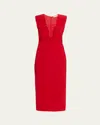 Ramy Brook Elena Ruched Midi Dress In Ruby