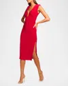 Ramy Brook Elena Ruched Midi Dress In Ruby
