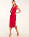 Ramy Brook Elena Ruched Midi Dress In Ruby