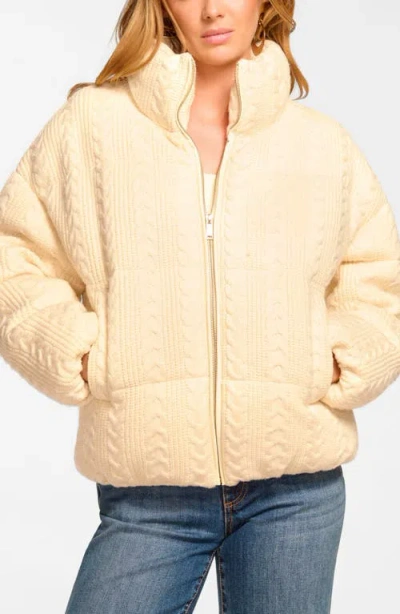 Ramy Brook Eliana Cable Knit Puffer Coat In Neutral