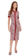 Ramy Brook Elijah Ribbed Knit Short Sleeve Midi Dress In Red