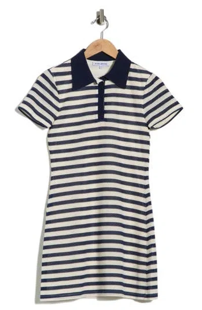 Ramy Brook Elin Stripe Short Sleeve Polo Dress In Black