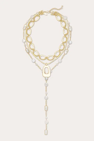 Ramy Brook Elissa Pearl Lariat Necklace In Gold