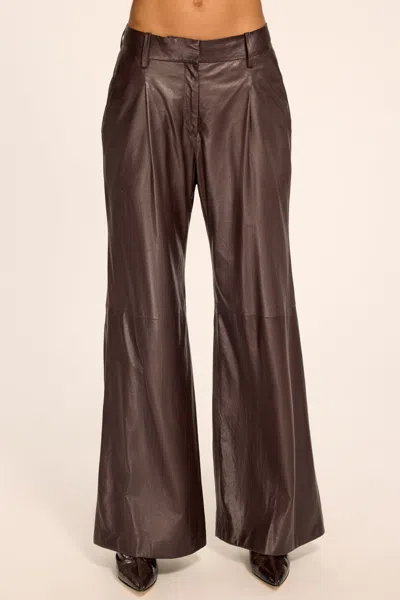 Ramy Brook Eliza Leather Pleated Pant In Brown
