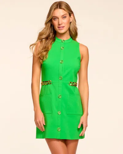 Ramy Brook Eliza Stretch Cotton Button Down Mini Dress In Tropic Green