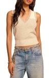 Ramy Brook Elle Metallic Stripe Sweater Vest In Sandstone Ivy Textured Stripe