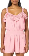 Ramy Brook Ellen V Neck Eyelet Romper In Pink Tulip In Pink