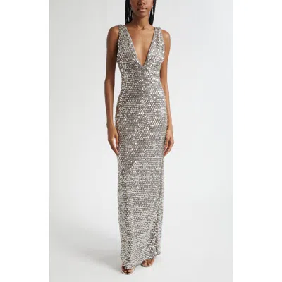 Ramy Brook Ellie Sequin Gown In Silver