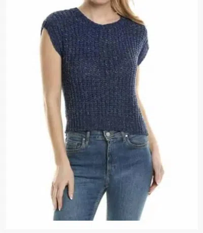 Ramy Brook Ellison Sweater In Spring Navy Tape Yarn W/ Lurex In Blue