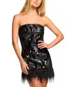 Ramy Brook Elsie Sequin Feather Mini Dress In Black Sequin Swirl