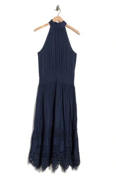 Ramy Brook Elsie Embroidered Border Dress In Blue