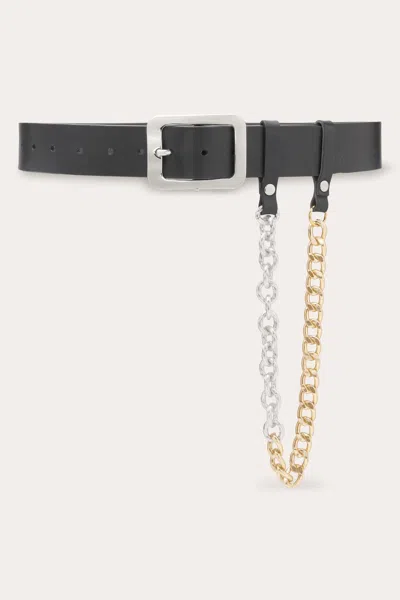 Ramy Brook Elyse Leather Chain Belt In Black