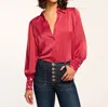 Ramy Brook Embellished Button Down Top In Ruby